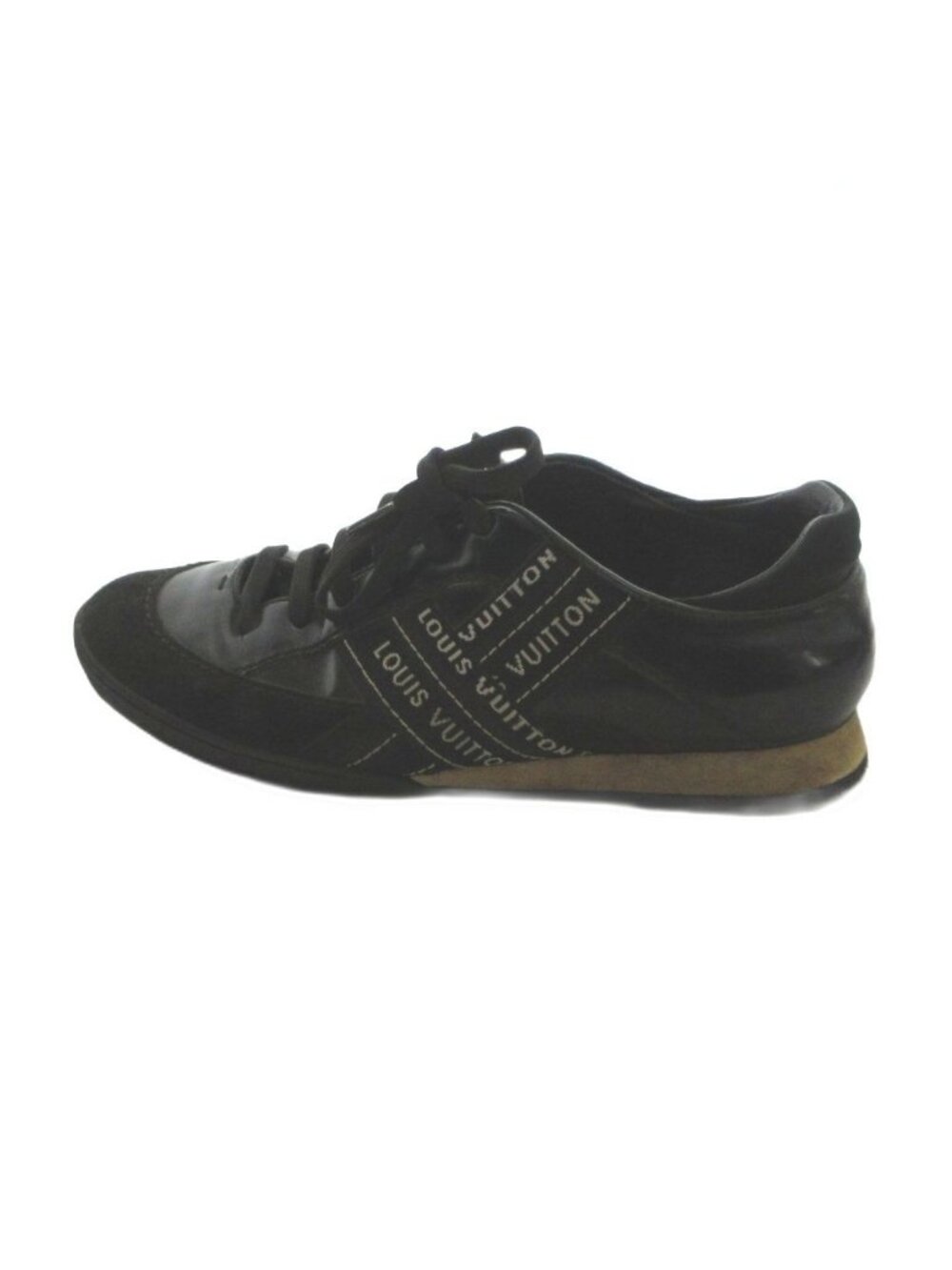 Louis Vuitton Low-Top Sneakers Lace-up Patent Leather Logo Black